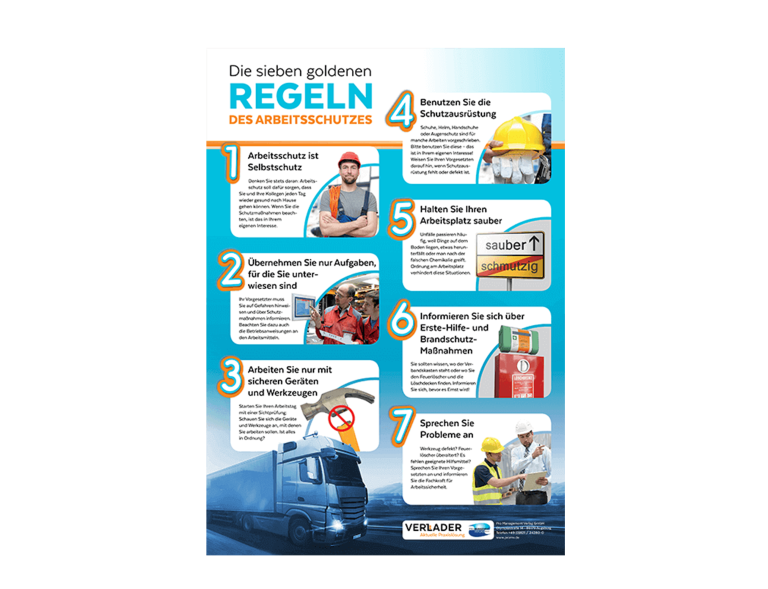 Verlader – Poster: Sieben goldene Regeln des Arbeitsschutzes